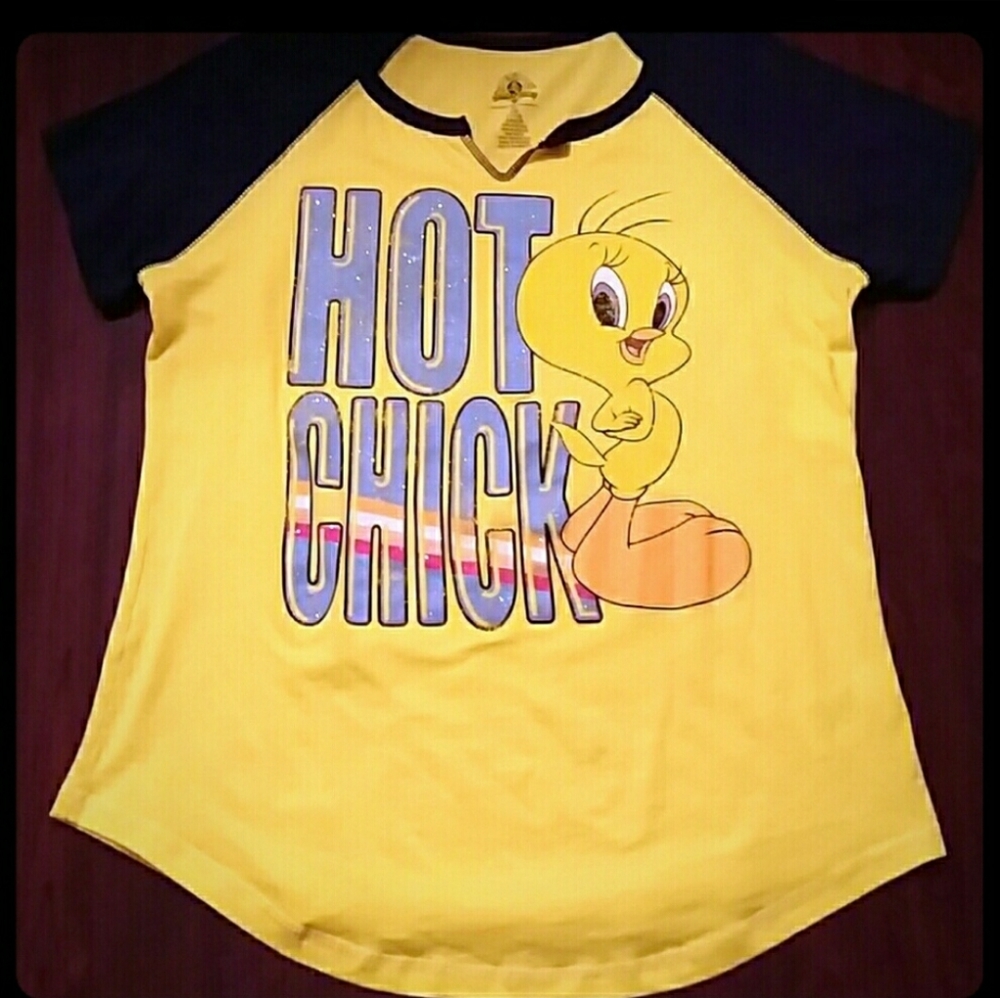 Girl's Yellow Juniors Looney Tunes Twenty Bird Tee